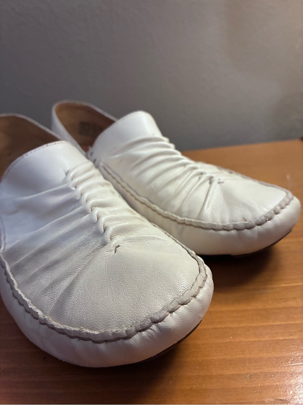 White Leather Slip-On Clarks Loafers